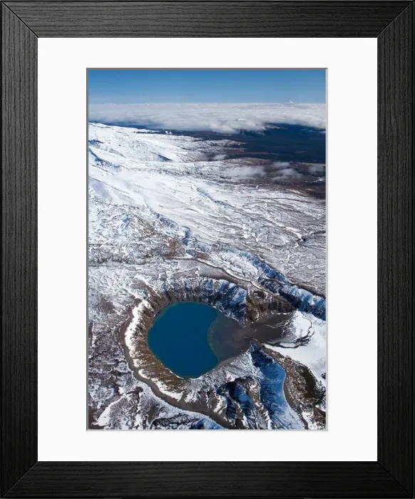 Framed Print : Lower Tama Lake and Mt Ruapehu (far left in distance), Tongariro National Park, Central Plateau