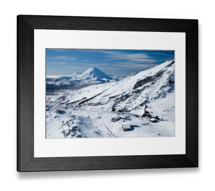 Framed Print : Whakapapa Skifield on Mt Ruapehu, and Mt Ngauruhoe (distance) Tongariro National Park Framed Print : Whakapapa Skifield on Mt Ruapehu, and Mt Ngauruhoe (distance) Tongariro National Park
