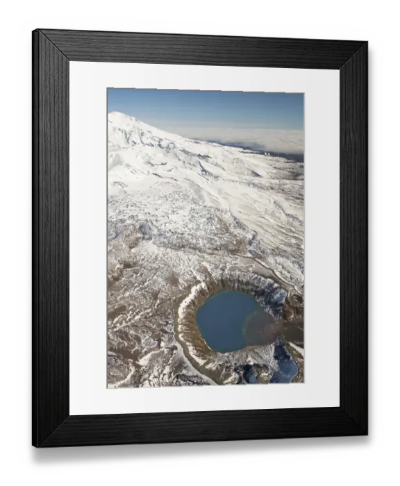 Framed Print : Lower Tama Lake and Mt Ruapehu, Tongariro National Park, Central Plateau, North Island