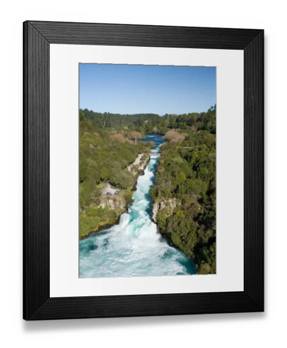 Framed Print : Huka Falls, Waikato River, near Taupo, North Island, New Zealand - aerial Framed Print : Huka Falls, Waikato River, near Taupo, North Island, New Zealand - aerial