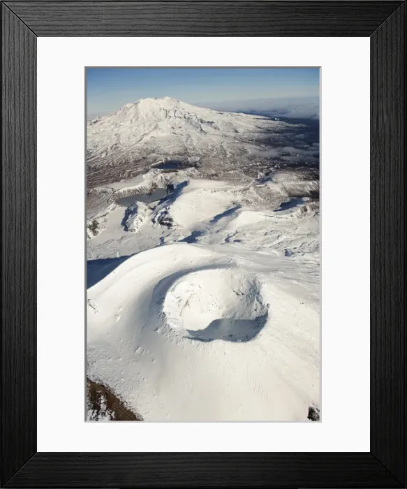 Framed Print : Crater on top of Mt Ngauruhoe, and Mt Ruapehu in distance, Tongariro National Park