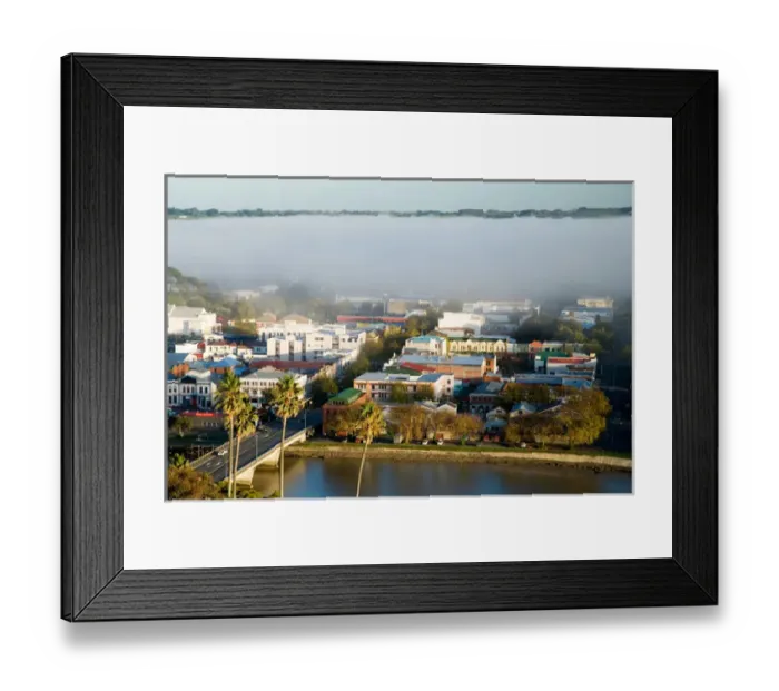 Framed Print : Early Morning Mist over Whanganui River, Wanganui, North Island, New Zealand