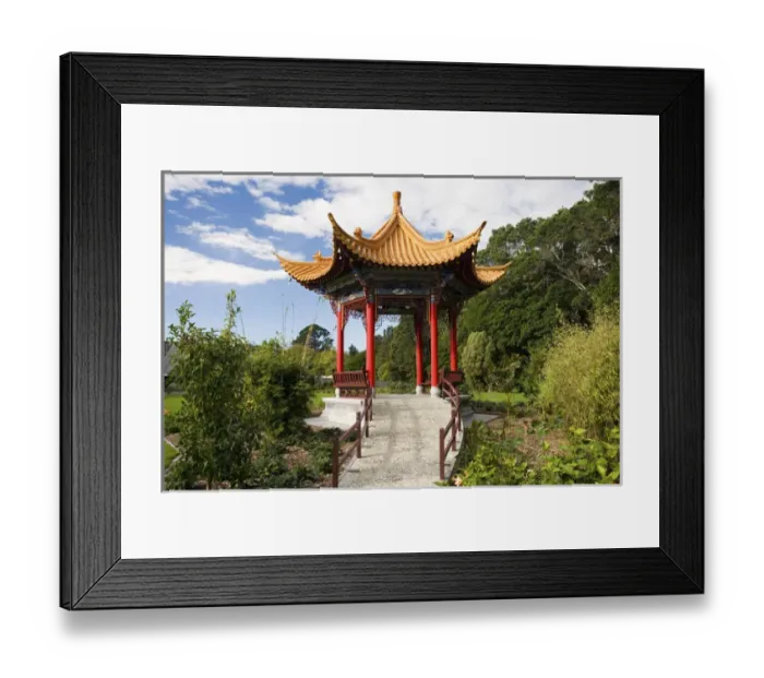 Framed Print : Pagoda, Kunming Garden, Pukekura Park, New Plymouth, Taranaki, North Island, New Zealand