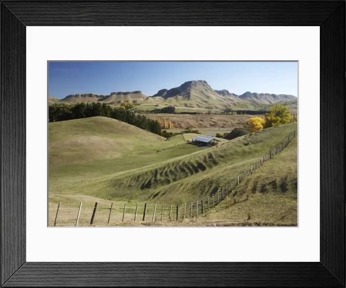 Framed Print : Farmland, Tukituki Valley, and Te Mata Peak, Hawkes Bay, North Island, New Zealand
