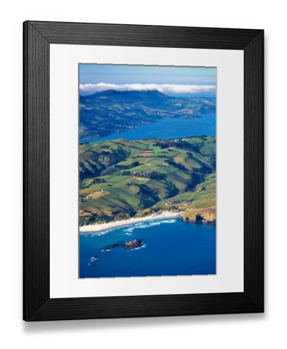Framed Print : Smails Beach, Dunedin - aerial Framed Print : Smails Beach, Dunedin - aerial