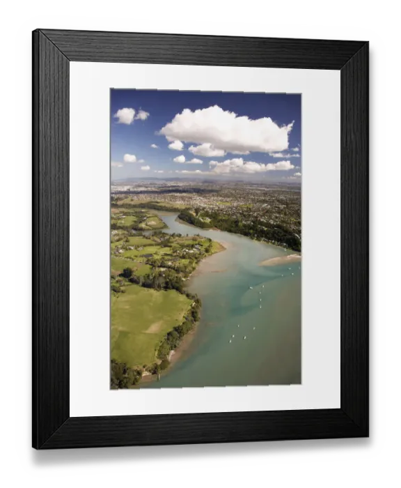 Framed Print : Mangemangeroa Creek, Auckland, North Island, New Zealand - Aerial Framed Print : Mangemangeroa Creek, Auckland, North Island, New Zealand - Aerial