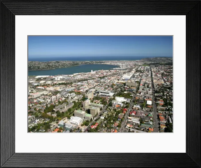 Framed Print : Dunedin City & Harbour - aerial
