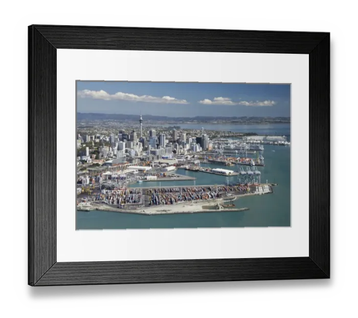 Framed Print : Ports of Auckland and Central Business District, , North Island, New Zealand - Aerial