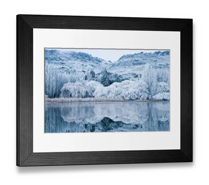 Framed Print : Reflections and Hoar Frost, Butchers Dam, near Alexandra, Central Otago, South Island Framed Print : Reflections and Hoar Frost, Butchers Dam, near Alexandra, Central Otago, South Island