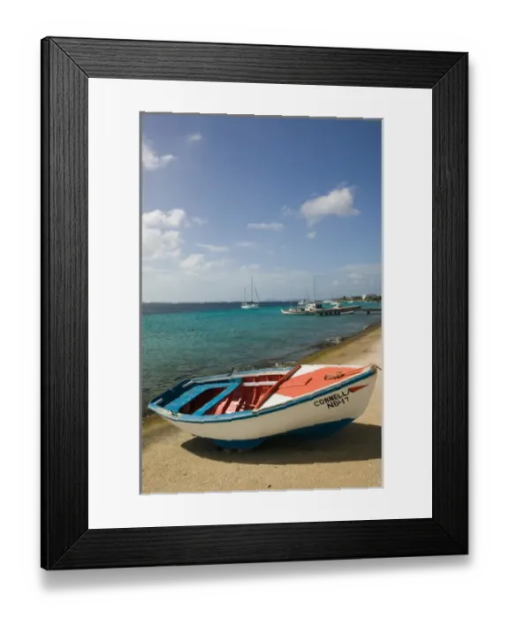Framed Print : ABC Islands - BONAIRE - Kralendijk: Rowboat & Waterfront