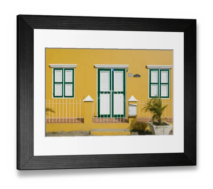 Framed Print : ABC Islands - BONAIRE - Kralendijk: Yellow House / Waterfront Framed Print : ABC Islands - BONAIRE - Kralendijk: Yellow House / Waterfront