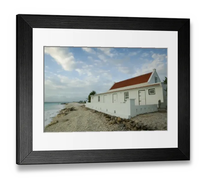 Framed Print : ABC Islands - BONAIRE - Pink Beach: Old Estate House / Sunset Framed Print : ABC Islands - BONAIRE - Pink Beach: Old Estate House / Sunset