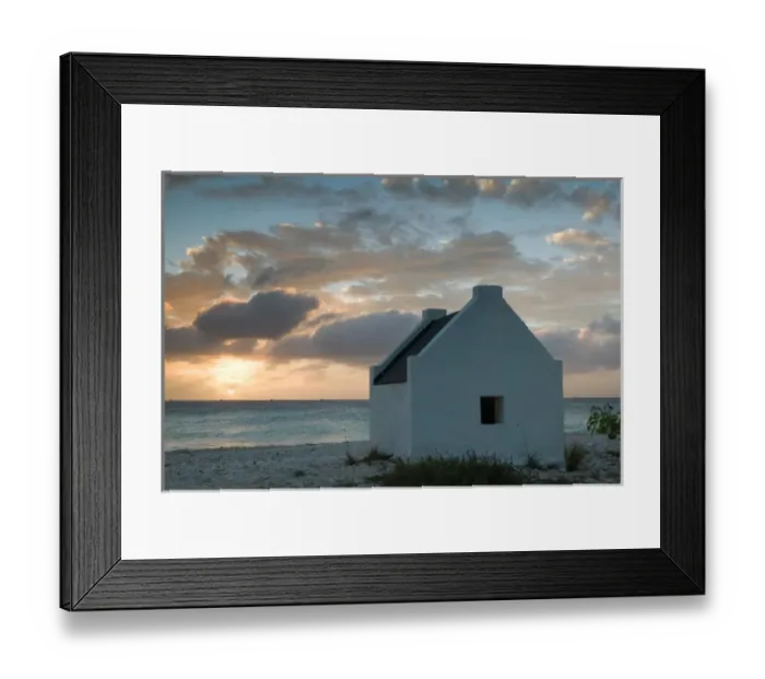 Framed Print : ABC Islands - BONAIRE - Oranje Pan: Former Slave Huts at Sunset