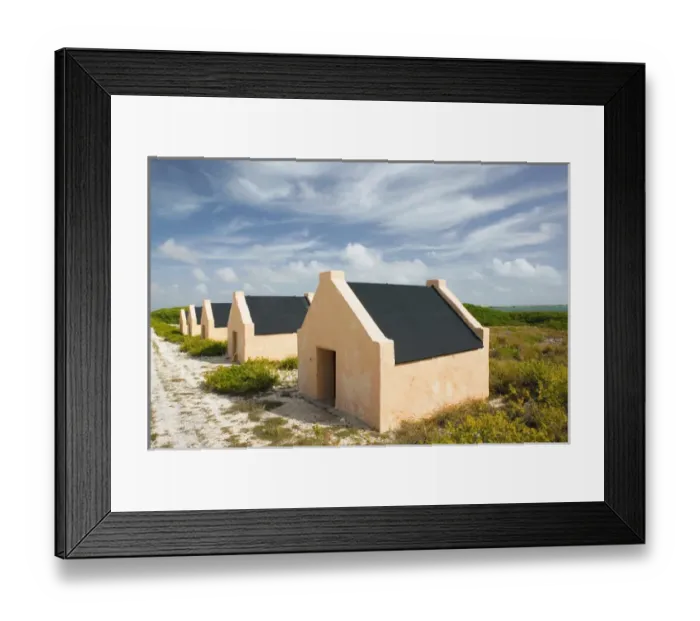 Framed Print : ABC Islands - BONAIRE - Oranje Pan: The Red Slave Huts Framed Print : ABC Islands - BONAIRE - Oranje Pan: The Red Slave Huts