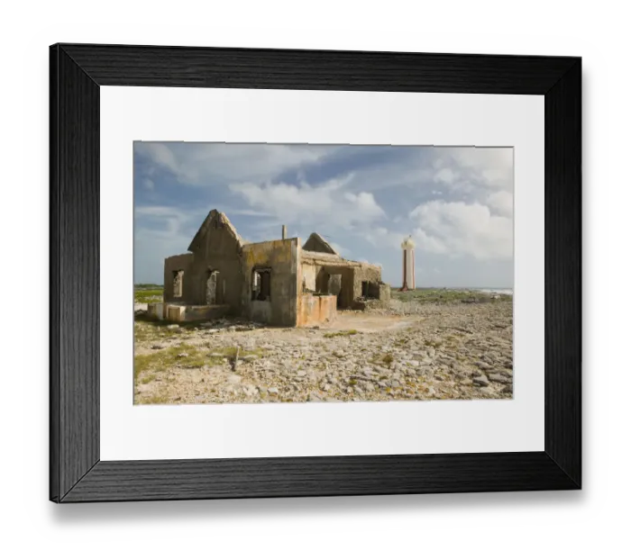 Framed Print : ABC Islands - BONAIRE - Lacre Punt: Willemstoren Lighthouse Keepers Cottage Framed Print : ABC Islands - BONAIRE - Lacre Punt: Willemstoren Lighthouse Keepers Cottage