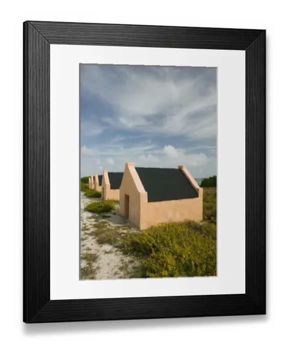 Framed Print : ABC Islands - BONAIRE - Oranje Pan: The Red Slave Huts Framed Print : ABC Islands - BONAIRE - Oranje Pan: The Red Slave Huts