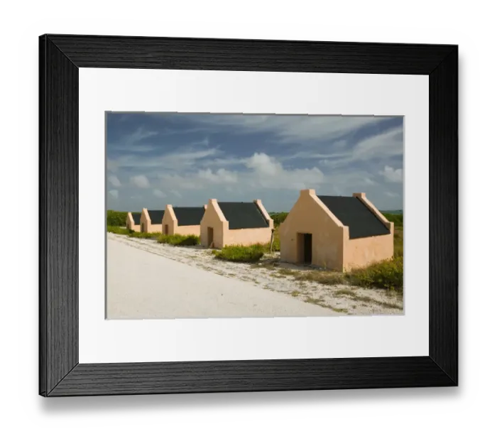 Framed Print : ABC Islands - BONAIRE - Oranje Pan: The Red Slave Huts
