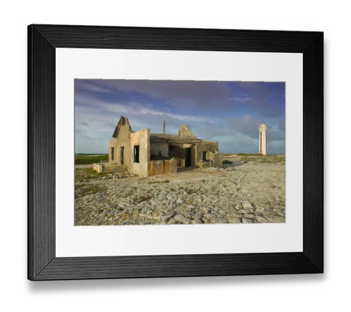 Framed Print : ABC Islands - BONAIRE - Lacre Punt: Willemstoren Lighthouse Keepers Cottage Framed Print : ABC Islands - BONAIRE - Lacre Punt: Willemstoren Lighthouse Keepers Cottage