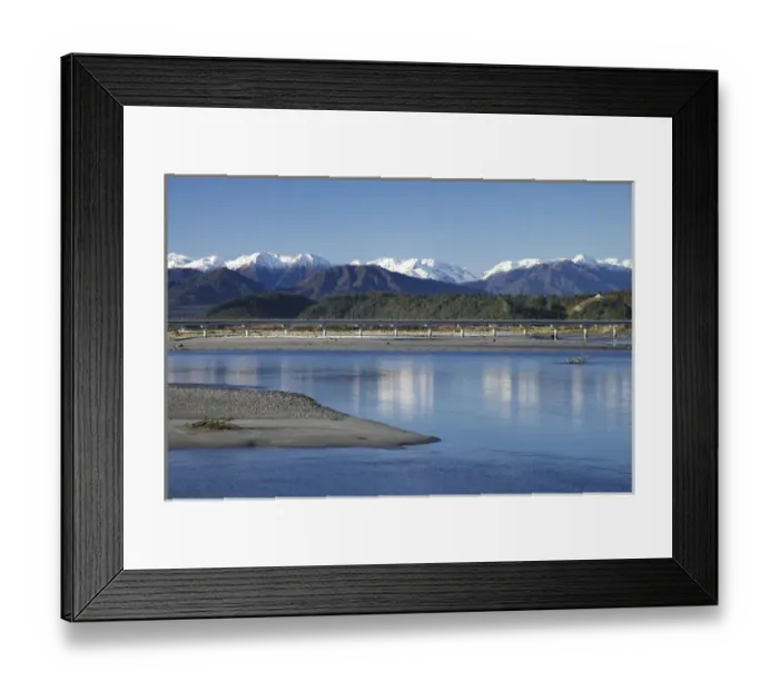 Framed Print : Hokitika River and Southern Alps, West Coast, South Island, New Zealand Framed Print : Hokitika River and Southern Alps, West Coast, South Island, New Zealand