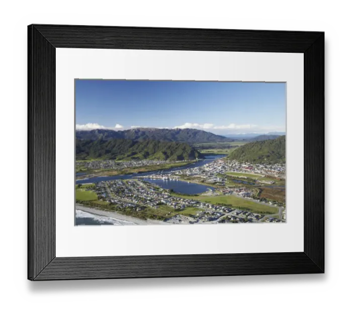 Framed Print : Greymouth, West Coast, South Island, New Zealand - aerial Framed Print : Greymouth, West Coast, South Island, New Zealand - aerial