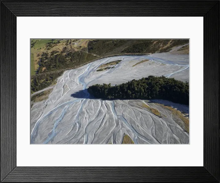 Framed Print : Waiho River near Franz Josef Glacier, West Coast, South Island, New Zealand - aerial Framed Print : Waiho River near Franz Josef Glacier, West Coast, South Island, New Zealand - aerial