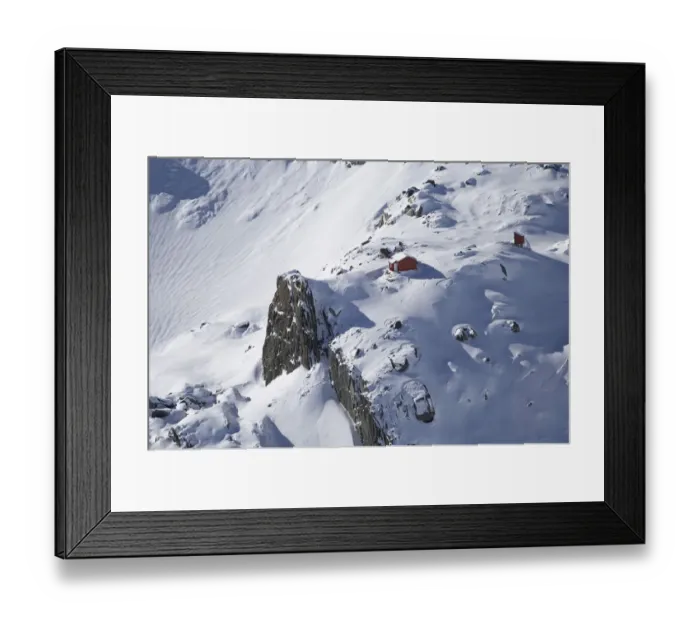 Framed Print : Almer Hut, above Franz Josef Glacier, West Coast, South Island, New Zealand - aerial