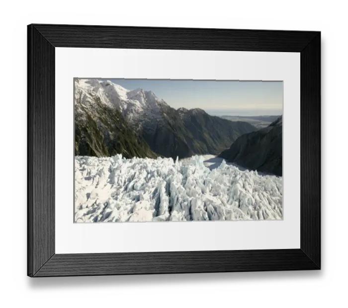 Framed Print : Crevasses, Franz Josef Glacier, West Coast, South Island, New Zealand - aerial Framed Print : Crevasses, Franz Josef Glacier, West Coast, South Island, New Zealand - aerial