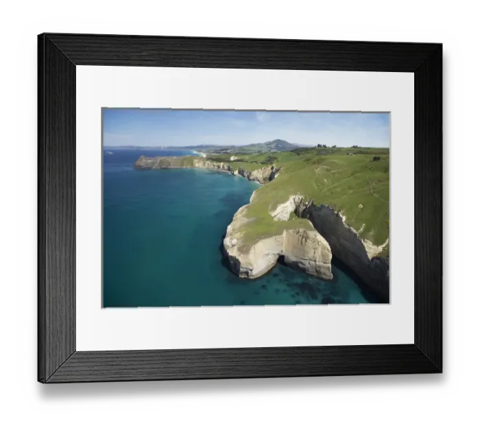 Framed Print : Sea Cliffs near Blackhead, Dunedin, South Island, New Zealand - aerial