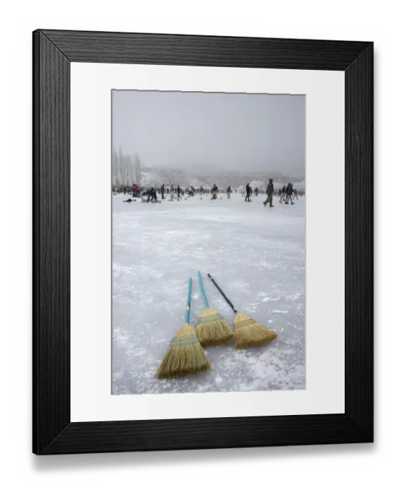 Framed Print : Curling Bonspiel on Frozen Idaburn Dam, Oturehua, Maniototo, Central Otago, South Island