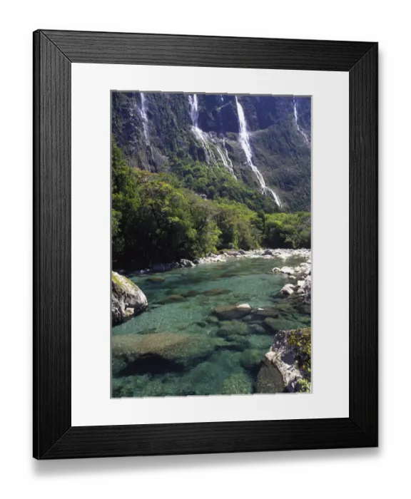 Framed Print : Cleddau River by Milford Road, near Milford Sound, Fiordland National Park