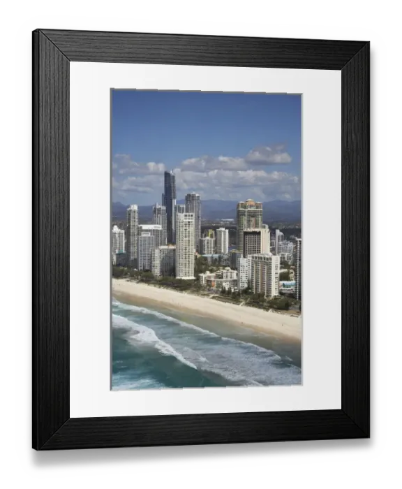 Framed Print : Australia, Queensland, Gold Coast, Surfers Paradise - aerial Framed Print : Australia, Queensland, Gold Coast, Surfers Paradise - aerial