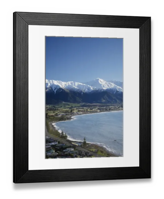 Framed Print : New Zealand, South Island, Kaikoura and Snow on Seaward Kaikoura Range Framed Print : New Zealand, South Island, Kaikoura and Snow on Seaward Kaikoura Range
