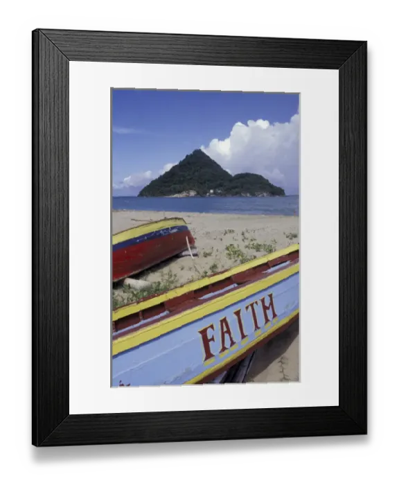 Framed Print : CARIBBEAN, Grenada Fishing boats on coastline