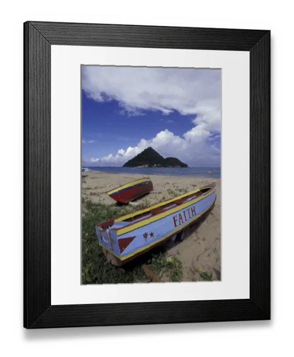 Framed Print : CARIBBEAN, Grenada Colorful fishing boats on beach Framed Print : CARIBBEAN, Grenada Colorful fishing boats on beach
