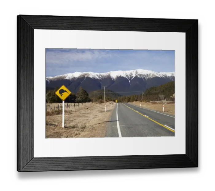 Framed Print : New Zealand, South Island, Tasman District, Nelson Lakes National Park, Kiwi Warning Sign Framed Print : New Zealand, South Island, Tasman District, Nelson Lakes National Park, Kiwi Warning Sign