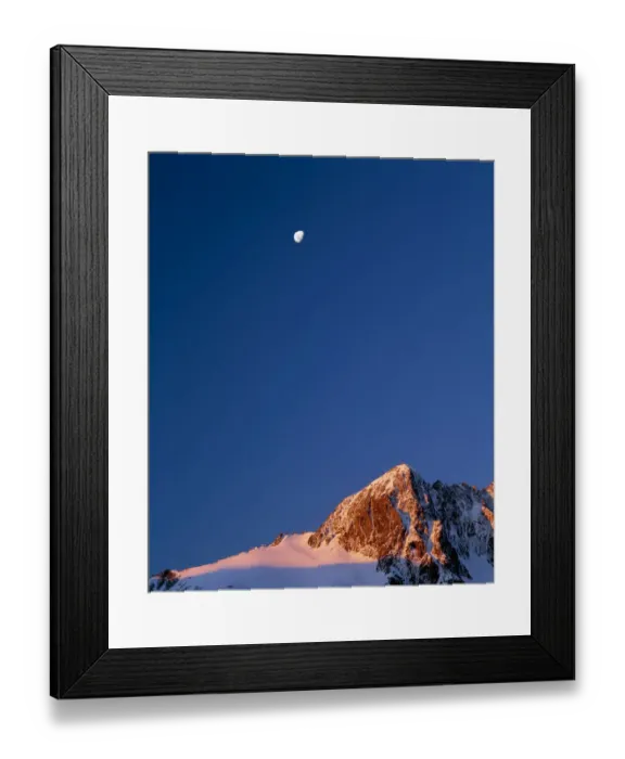 Framed Print : Mt. Crosscut and a rising moon in the evening light, Fjordland Nat l Park on the South Island Framed Print : Mt. Crosscut and a rising moon in the evening light, Fjordland Nat l Park on the South Island