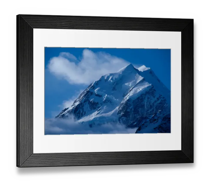 Framed Print : Glacier-clad Mount Cook, the highest mountain in New Zealand rises 12, 349 feet into Framed Print : Glacier-clad Mount Cook, the highest mountain in New Zealand rises 12, 349 feet into