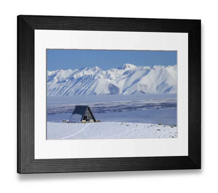 Framed Print : New Zealand, South Island, Canterbury, Mackenzie Country, A Frame Ski Hut, Roundhill Ski Area Framed Print : New Zealand, South Island, Canterbury, Mackenzie Country, A Frame Ski Hut, Roundhill Ski Area