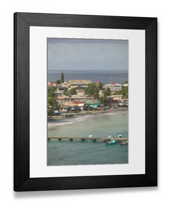 Framed Print : Caribbean, GRENADA, West Coast, Gouyave Overview of Major Coastal Nutmeg Processing Framed Print : Caribbean, GRENADA, West Coast, Gouyave Overview of Major Coastal Nutmeg Processing