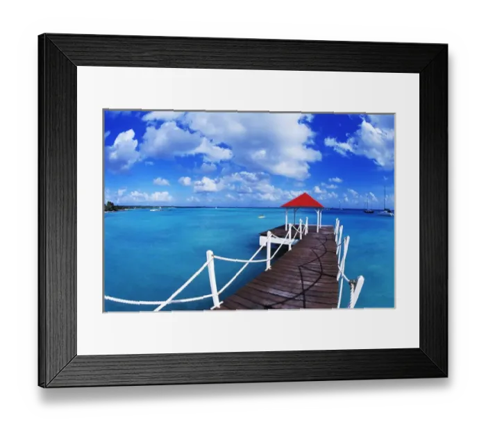 Framed Print : Colorful graphic of dock in St. Francois, Guadeloupe