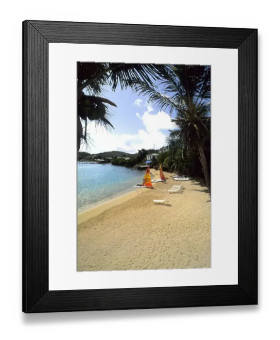 Framed Print : Beach and sailboats at Falmouth Beach in Antigua Framed Print : Beach and sailboats at Falmouth Beach in Antigua