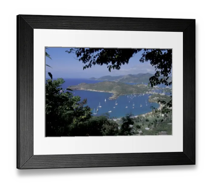 Framed Print : Caribbean, Antigua British Harbour seen from Shirley Heights