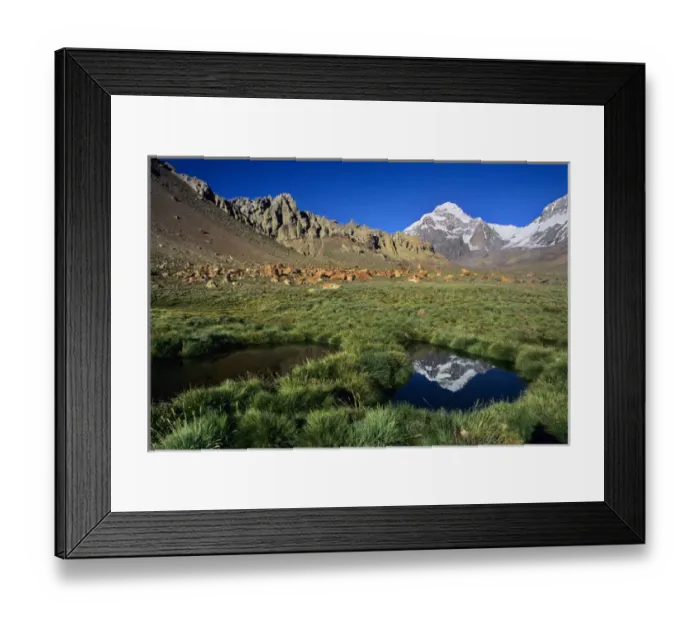 Framed Print : 22, 841 summit of Cerro Aconcagua, highest mountain in the Andes, towers above Framed Print : 22, 841 summit of Cerro Aconcagua, highest mountain in the Andes, towers above
