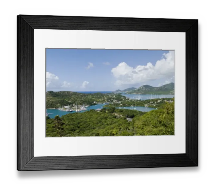 Framed Print : North America, Caribbean, Antigua. English Harbor from Shirley Heights Framed Print : North America, Caribbean, Antigua. English Harbor from Shirley Heights