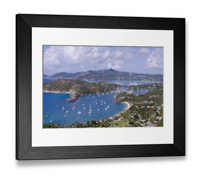 Framed Print : North America, Caribbean, Antigua. English Harbor taken from Shirley Heights