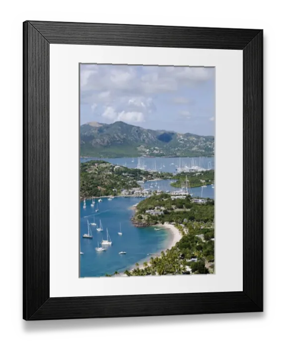 Framed Print : North America, Caribbean, Antigua. English Harbor taken from Shirley Heights Framed Print : North America, Caribbean, Antigua. English Harbor taken from Shirley Heights