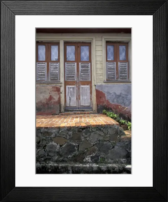 Framed Print : Caribbean, French West Indies, Martinique; Les Trois-Ilets Town colonial architecture