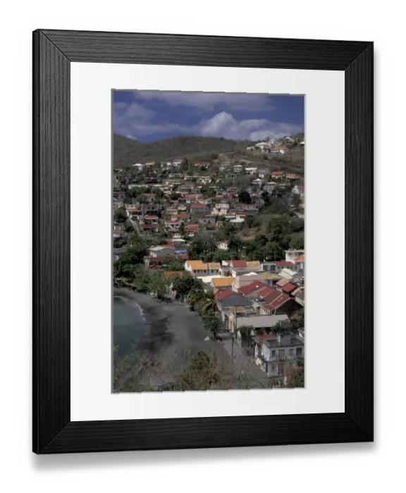 Framed Print : Caribbean, French West Indies, Martinique; Case Pilote Aerial view of fishing town Framed Print : Caribbean, French West Indies, Martinique; Case Pilote Aerial view of fishing town
