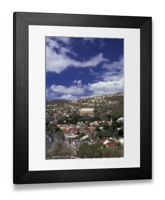 Framed Print : Caribbean, French West Indies, Martinique; Case Pilote Aerial view of fishing town Framed Print : Caribbean, French West Indies, Martinique; Case Pilote Aerial view of fishing town