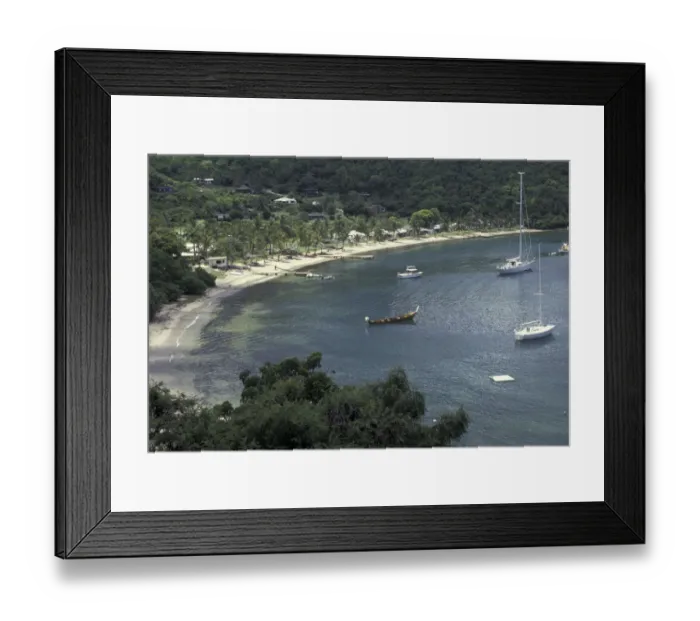 Framed Print : Caribbean, Antigua, Galleon Bay Beach near Inn at English Harbor Framed Print : Caribbean, Antigua, Galleon Bay Beach near Inn at English Harbor